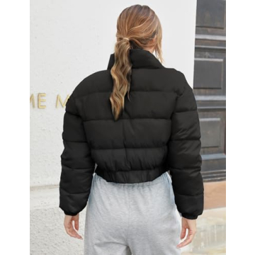 Arssm Women's Cropped Puffer Jacket for Cozy Winter Wear