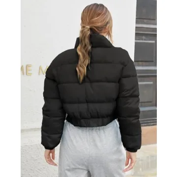 Arssm Women's Cropped Puffer Jacket for Cozy Winter Wear