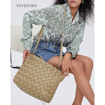 Vividora Vegan Leather Woven Bag Stylish Tote for Women