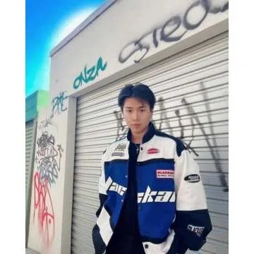 Aelfric Eden Blackair Men's Varsity Jackets Womens Bomber Jackets Vintage Motorcycle Racer Jacket