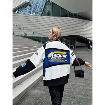 Aelfric Eden Blackair Men's Varsity Jackets Womens Bomber Jackets Vintage Motorcycle Racer Jacket