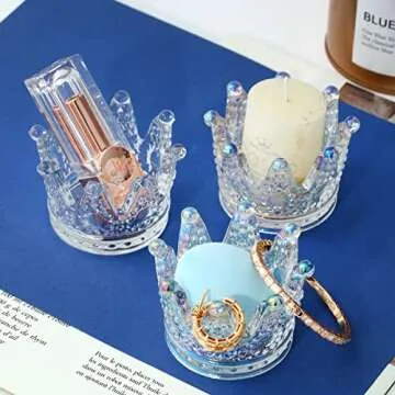 Crown-Shaped Glass Holder for Sponges & Jewelry Storage