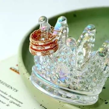 Crown-Shaped Glass Holder for Sponges & Jewelry Storage