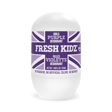 Fresh Kidz Roll On Deodorant for Kids and Teens - Baking Soda and Aluminum-free 24 Hour Protection f...