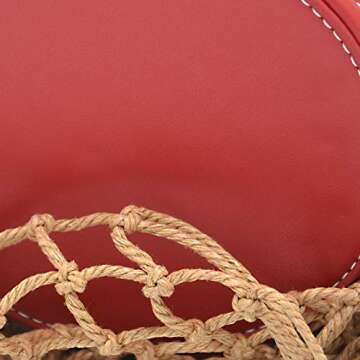 Miuco Women Nets Bucket Handbags Straw Tote Bag Purses (Red)