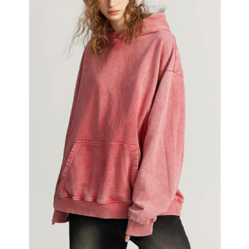 FAIABLE Acid Wash Unisex Oversized Vintage Hoodie