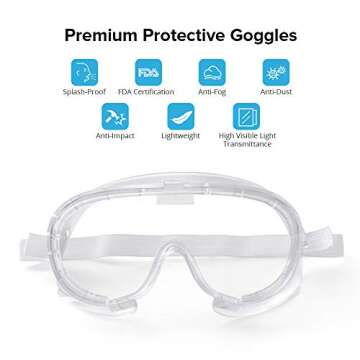 XIFU 044852020-02000FMSV00364001 Ourlook Safety Protective Goggles, Crystal Clear and Anti-Fog Desig...