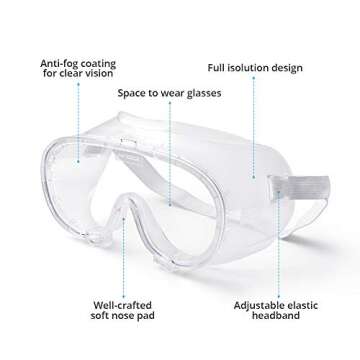 XIFU 044852020-02000FMSV00364001 Ourlook Safety Protective Goggles, Crystal Clear and Anti-Fog Design