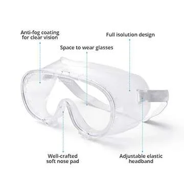 XIFU 044852020-02000FMSV00364001 Ourlook Safety Protective Goggles, Crystal Clear and Anti-Fog Design
