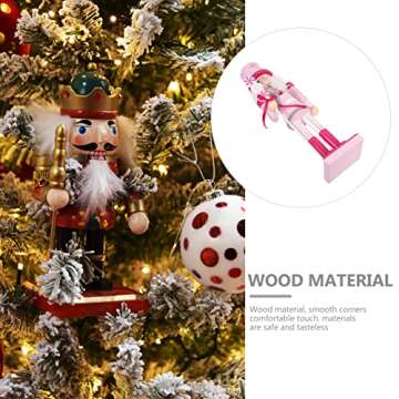 Christmas Nutcracker Soldier Pink Christmas Wooden Nutcracker Ornament Nutcracker Figures Christmas Decorations for Festival Indoor Decor Xmas ( 35CM/ 14In )