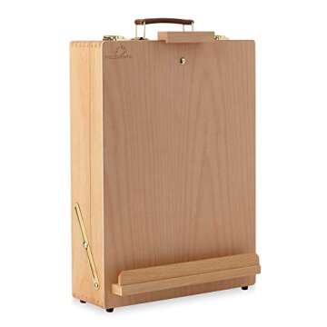 7 Elements Wooden Tabletop Easel with Storage Sketchbox - Adjustable Portable Desktop for Art, Painting and Drawing