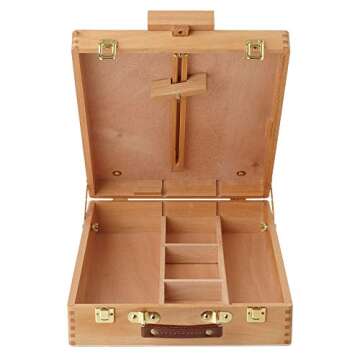 7 Elements Wooden Tabletop Easel with Storage Sketchbox - Adjustable Portable Desktop for Art, Painting and Drawing