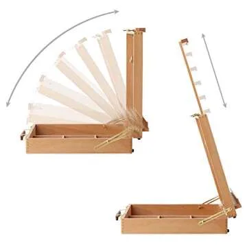 7 Elements Wooden Tabletop Easel with Storage Sketchbox - Adjustable Portable Desktop for Art, Painting and Drawing