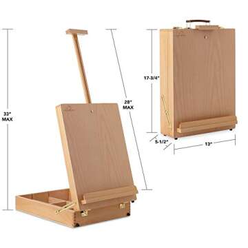 7 Elements Wooden Tabletop Easel with Storage Sketchbox - Adjustable Portable Desktop for Art, Painting and Drawing
