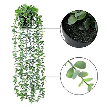 FUNARTY Artificial Hanging Plants, Fake Plant, Small Potted Plants Decor, Artificial Plants Indoor Outdoor for Shelf Wall Decor