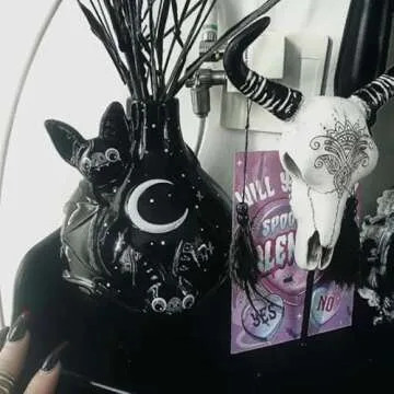 Generic Gothic Kawaii Bat Design Ceramic Vase, Unique Black Decorative Flower Vase, Cartoon Bat Hydroponic Vases, Flower Arrangement Art Halloween Home Decor Gifts, YSM006