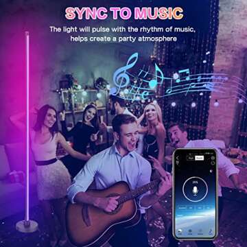 Hitish RGB Floor Lamp, Color Changing LED Corner Lamp with Bluetooth & Remote Control, Dimmable Mode...