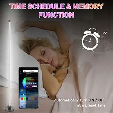 Hitish RGB Floor Lamp, Color Changing LED Corner Lamp with Bluetooth & Remote Control, Dimmable Modern Floor Lamp with 16 Million DIY Colors, Music Sync & Timing Function for Living Room, Gaming Room