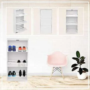 Mabel Home Modern 3 & 4 Drawer Shoe Cabinet, 3-4Tier Shoe Rack Storage Organizer, (White) (3 & 4Tier...