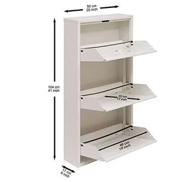Mabel Home Modern 3 & 4 Drawer Shoe Cabinet, 3-4Tier Shoe Rack Storage Organizer, (White) (3 & 4Tier) (3 Tier)
