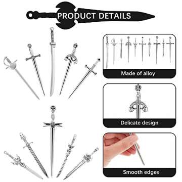 30 Pieces Antique Swords Knife Bookmark Sword Charms Pendants Bookmarks for Book Lovers Presents Rea...