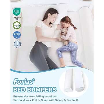 Forias Bed Bumpers for Toddlers, Soft Foam Bed Rail for Kids Bed,Toddler Bed Bumpers, Safety Bed Gua...