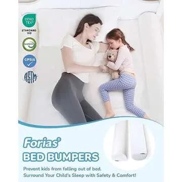 Forias Bed Bumpers for Toddlers, Soft Foam Bed Rail for Kids Bed,Toddler Bed Bumpers, Safety Bed Gua...