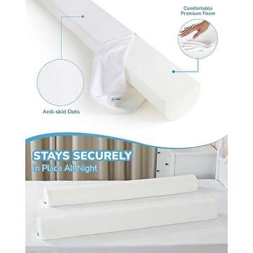 Forias Bed Bumpers for Toddlers, Soft Foam Bed Rail for Kids Bed,Toddler Bed Bumpers, Safety Bed Guard Rail for Twin, Full, Queen and King Beds(2 Pack)