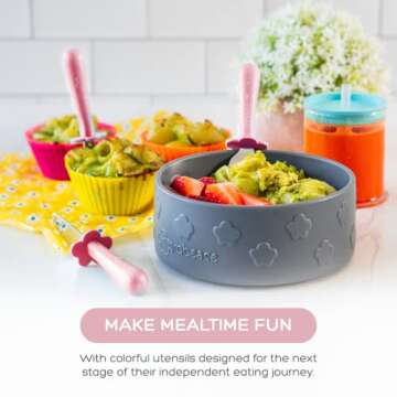 Grabease Toddler Silverware Set Forks Spoons and Knives Set Toddler Utensils Feeding Supplies, BPA and Phthalates-Free, Dishwasher Safe, Blush Pink