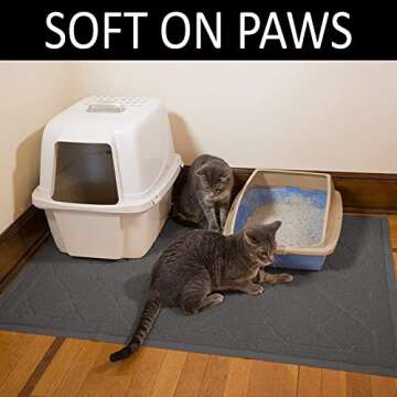 Large Trapping Cat Litter Mat 35" x 23", Keeps Floor Clean, Durable, Kitty Litter Box Mat with Scatter Control - Soft on Paws Rug