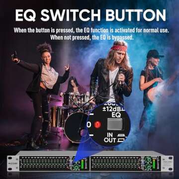 MIZISNR Stereo Graphic Equalizer 15-Band EQ for Home Audio System, Rack Mount Dual Channel Pro DJ Equalizer with Subwoofer Output, Noise Reduction (EQX-215S)