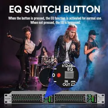 MIZISNR Stereo Graphic Equalizer 15-Band EQ for Home Audio System, Rack Mount Dual Channel Pro DJ Equalizer with Subwoofer Output, Noise Reduction (EQX-215S)
