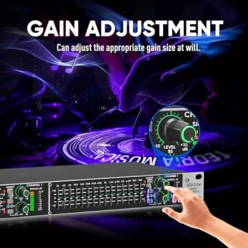 MIZISNR Stereo Graphic Equalizer 15-Band EQ for Home Audio System, Rack Mount Dual Channel Pro DJ Equalizer with Subwoofer Output, Noise Reduction (EQX-215S)
