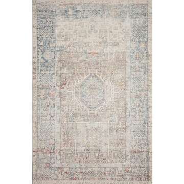 Loloi Chris Loves Julia Jules Collection JUL-07 Natural/Ocean 2'-6'' x 7'-6'', .13" Pile Height, Runner Rug