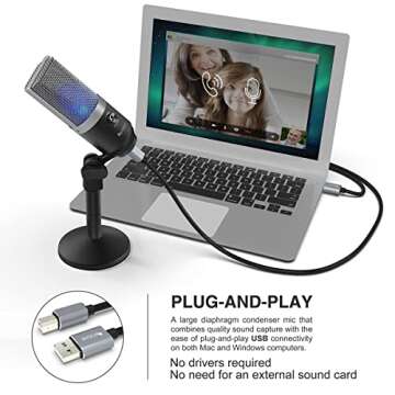 Fifine USB Microphone, PC Microphone for Mac and Windows Computers,Optimized for Recording,Streaming Twitch,Voice Overs,Podcasting for YouTube,Skype Chats-K670