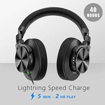 Srhythm NC75 Pro Noise Cancelling Headphones Bluetooth V5.0 Wireless,40 Hours Playtime Headsets Over Ear with Microphones&Fast Charge for TV/PC/Cell Phone