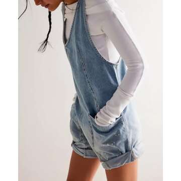Overall Shorts for Women Free Romper People Dupes Short Rompers for Women Summer High Roller Shortalls Short Jumpsuits