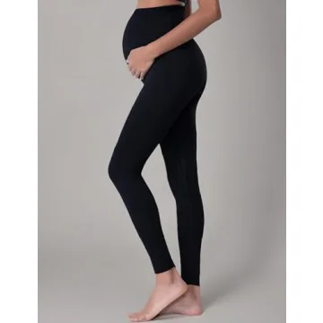 POSHDIVAH Women's Maternity Leggings Over The Belly Pregnancy Yoga Pants Active Wear Workout Leggings Black X-Large