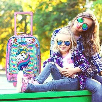 AGSDON Kids Luggage for Girls, Cute Unicorn Rolling Suitcase Wheels for Children Toddler