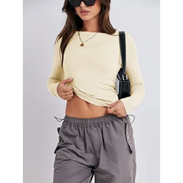 ANRABESS Long Sleeve Crop Top for Stylish Comfort