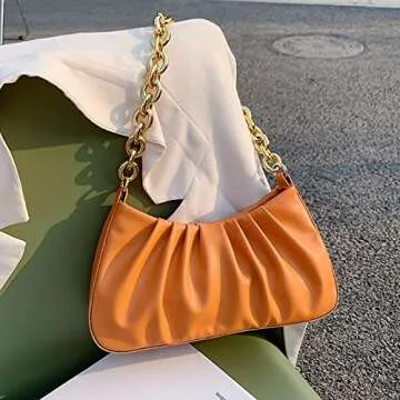 JOLLQUE Women’s Stylish Shoulder Bag with Gold Chain