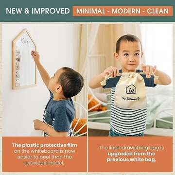 Magnetic Whiteboard Chore Chart for Kids | Minimalist Wood Framed Chart | Modern Responsibility Rewa...