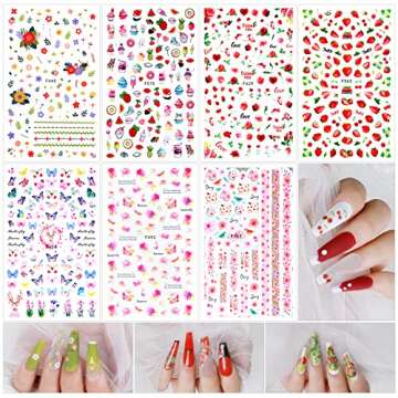 Teenitor Nail Art Decoration with 12 Sheets Nail Art Stickers for Nail Art, Butterfly Nail Foil Stickers, Nail Sequins and Rhinestones, Self-Adhesive Nail Sticker Decals for Nails Art Design
