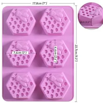 Newk Bee Honeycomb Silicone Soap Molds, 6-Cavities Silicone Mold for Soap making and Cake Making(Pack of 3, 2 Oz)