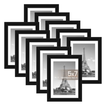 upsimples 5x7 Picture Frame Set of 10, Display Pictures 4x6 with Mat or 5x7 Without, Multi Photo Fra...