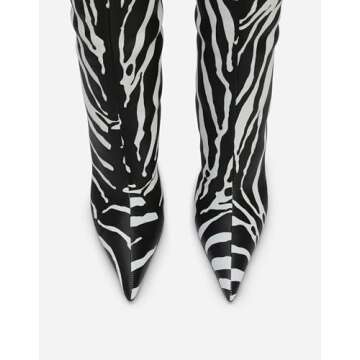 CAGLGLZ Women's Pointed Toe Knee Thigh High Boots Leopard Print Wide Calf Boots for women Sexy Fashi...