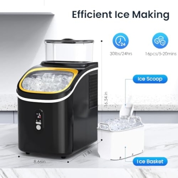 Antarctic Star Countertop Ice Maker Machine - 30lbs Daily Production, Customizable Sizes, Self-Clean...