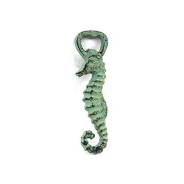 Antique Bronze Cast Iron Decorative Seahorse Bottle Opener 6 Inch - Cast Iron Bottle Opener - Sea Home
