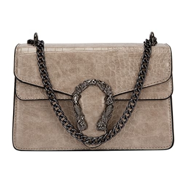 Aiqudou Trendy Chain Purse Crossbody Bag - Luxurious Snakeskin Print Handbag