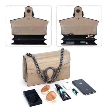 Aiqudou Luxurious Snakeskin-Print Chain Purse for Women